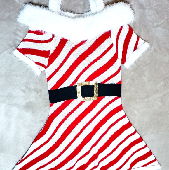 Christmas Candycane Red and White Sweater Dress - Picture 1 of 3